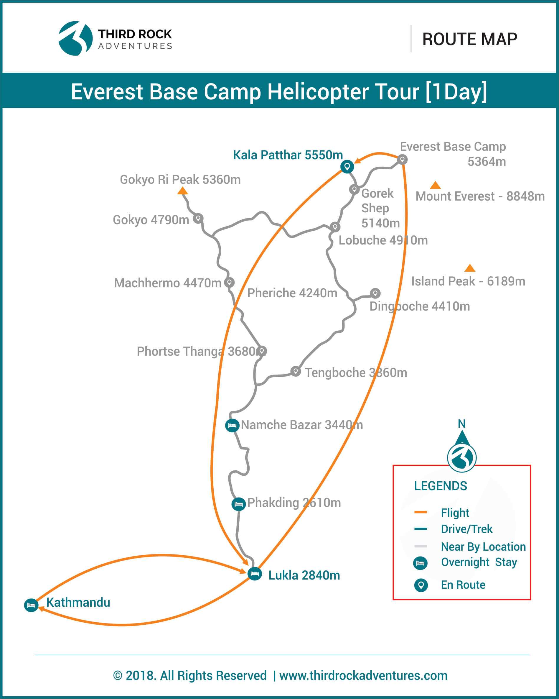 Everest Base Camp Helicopter Tour Route Map