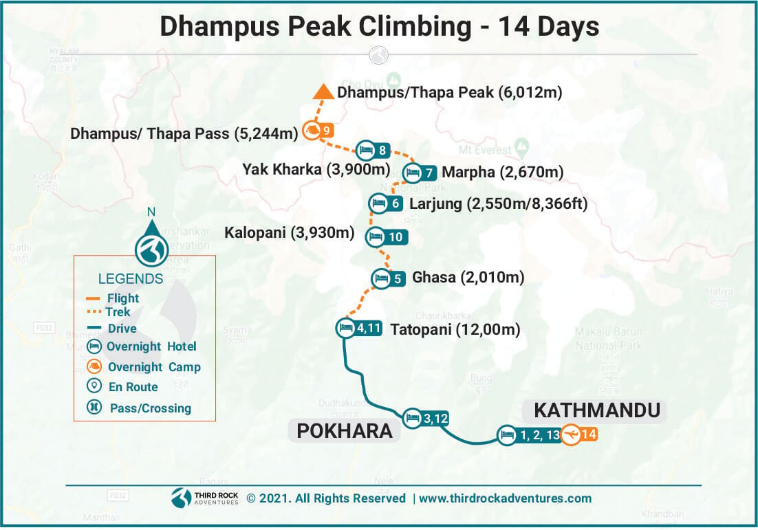 Dhampus Peak Climbing Route Map