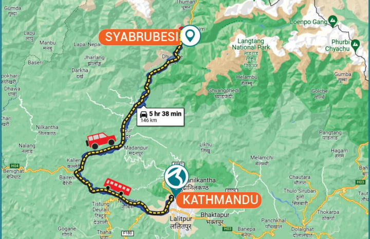 how to reach syabrubesi from kathamndu