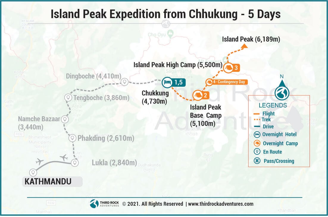 Island Peak Expedition 5 Days Route Map