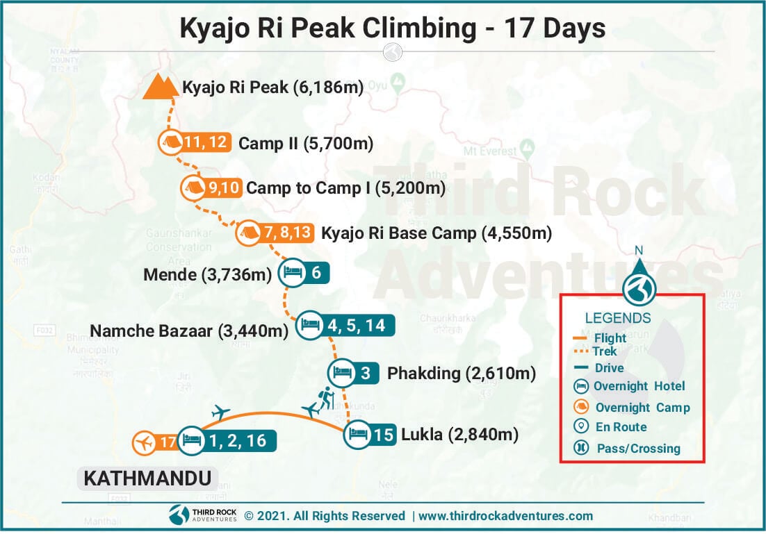 Kyajo Ri Peak Climbing Route Map