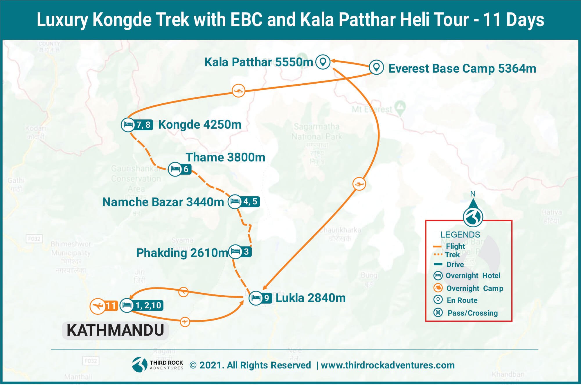 Luxury kongde trek route map