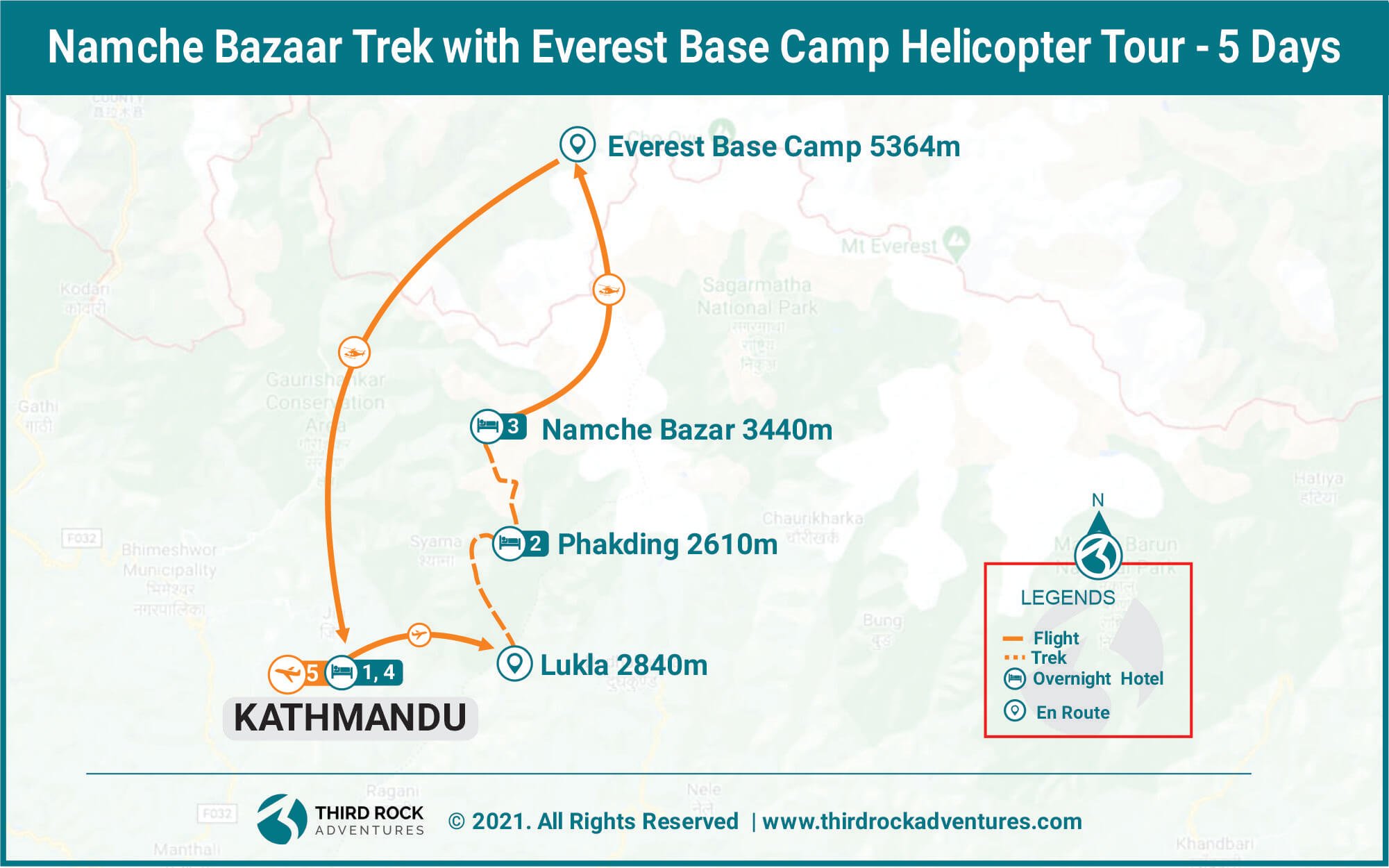 Namche Bazaar Trek Helicopter tour Route Map