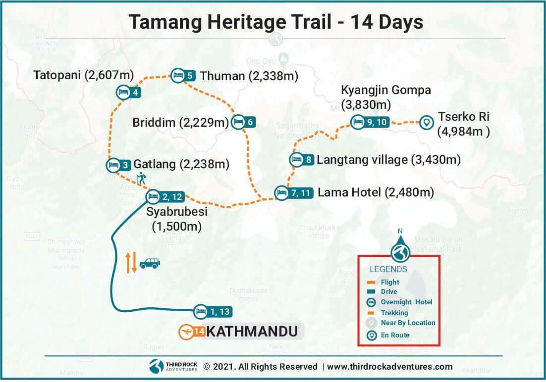 Tamang Heritage Trail Route Map