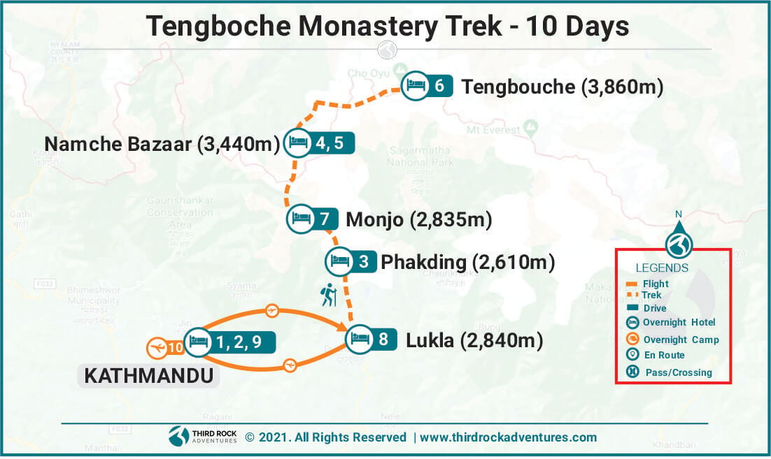 Tengboche Monastery Trek Route Map