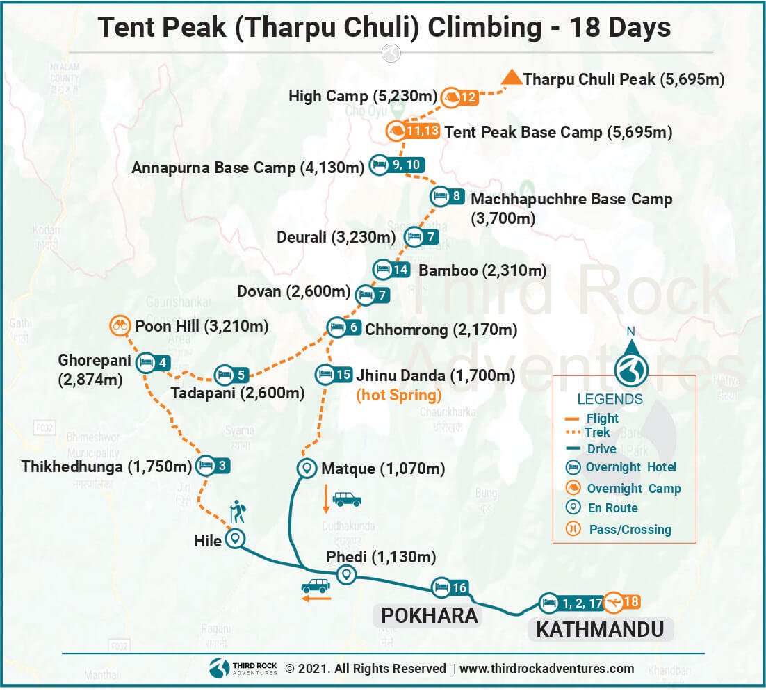 Tent Peak Climbing Route Map