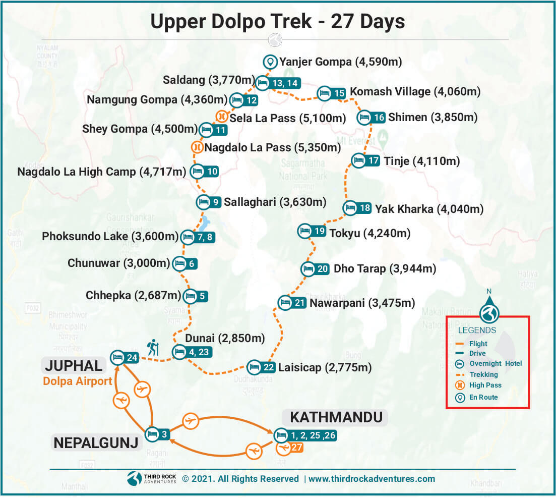 Upper Dolpo Trek Route Map